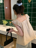 Women Flying Sleeve Loose Sweet Casual Summer All-match Tops Korean Style Students Chic Tender Solid Clothes