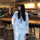 Knitted Sweater Women Spring Summer Simple Casual Hole Loose Drop Feeling Thin Line Knitted Sweater Niche Top