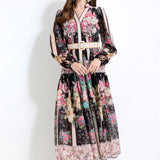 Printed Dress 2025 Spring Holiday Wind To Show Thin Temperament Single-Dlong Swing Dress