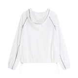 Two Piece Set Women Summer Zip Up Drawstring Hoodie Loose Shorts Pants Simple Casual Sporty Tracksuit Sunscreen
