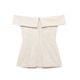 New Side Split Shoulder Blouse 8202351 High Waist Wide Leg Pants