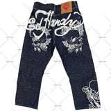 Street Jeans Men's Y2K Printed Hip-Hop Straight Tube Retro Loose Wide-Legged