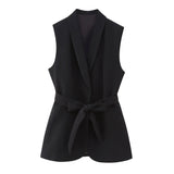 Summer Style With Belt Dress Vest 7848187 Vertical Trousers