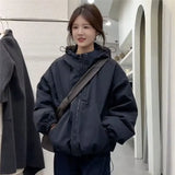 European Goods Hooded Clip Cotton Charge Coat Coat Female Design Sense Autumn Winter New Loose Show Thin Versatile Jacket Tide-Outfit