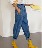 Waist Jeans Women Harem Pants Korean Style Outfits Casual High Street Denim Trousers Pantalon Femme Vintage