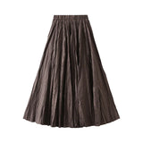 Luxury Design Wrinkled Process Big Swing Dress Girls Spring Autumn And Winter Umbrella Skirt A Word Long Skirt High-End Feel Skirt