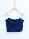 Spaghetti Straps Tank Top Velvet Short Crop Top 7 Colors Sexy Boob Tube Top Bustier Brief Vest T-shirts