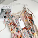 Elegant Floral Print Women Maxi Dress Adjust Spaghetti Strap Women Summer Dress For Vacation 2022 Ins Hot Beach