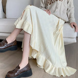 Zingj Autumnal And Winter Korean Version Of A Skinny A-Shaped Skirt With A Single-Breasted And Agaric
