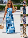 Zingj Hot Style Summer Fashion Print Round Collar Sleeveless Slim Dress Women's