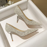 Zingj High Heels Female Fine Heel Temperament Spring 2023 New Bride Shoes Bridesmaid Wedding Shoes Women's Single Shoes Women's