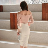 High Waist Bow Shaping Pencil Skirt- Outfit