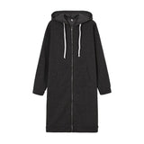 Casual Women Long Hoodies Sweatshirt Coat Zip Up Outerwears Hooded Jacket for Female Work Wear Plus Size S-5XL