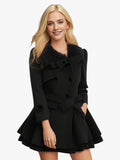 Women's Belt Repair Long Hair, Coat Skirt With Wool Double Buckle