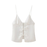 Spring Bowknot Silk Satin Blouse