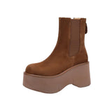 Zingj Platform Heel Martin Boots 2024 New Ultra-High Heel Ankle Boots Platform Bottom Elastic Thin Boots Women's