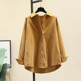 The Corduroy Shirt Women's Coat 2025 Autumn And Winter New Korean Version Of Loose Long-Sleeved Folded Shirt