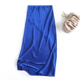 And Winter New Slim Version Satin Long Solid Color Half
