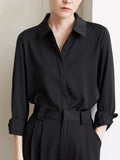 Shirts Women Autumn Office Lady Elegant Solid Casual French Style Unisex All-match Lapel Mujer Long Sleeve Fashion