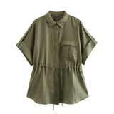 Spring Style Lace-Up Shirt 3436707 Straight Trousers