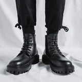 Zingj Winter New Thick Bottom Add Velvet 6 Hole British Wind Trend Martin Boots Warm Plus Fur Men's Ankle Boots