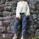 Sweater Fashion Jumpers Cashmere Sweater Woman Sexy Sweater And Pullovers Bubble sleeve Long Sleeve Casual