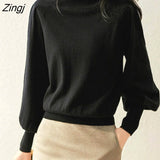 Women Solid Elegant Lady Slim Leisure Hot Sale 3XL All-match Soft High Quality Knitted Sweaters Half Turtleneck