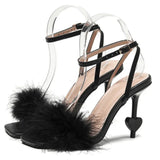 Zingj With High Heels 2024 Summer New Thin-Heeled Square Toe Style Large-Size Hairy