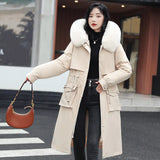 Send To Overcome Cotton-Padded Clothes And Velvet Winter New Down Cotton Clothes Female Long Korean Version Of The Waist Large Size Cotton-Padded Jacket Coat Thick-Outfit