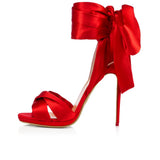 Size Black And Red Sardine High-Heeled Sandals Strapped Fashion Shoes