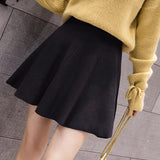 Zingj And Winter New Solid Color Knitted Skirt Short Skirt High Waist A-Shaped Skirt Umbrella Skirt College Caramel Color Base