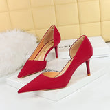 Zingj Korean Version Simple High Heel Shallow Heel Tip Side Hollow Out Professional OL Versatile High Heels Women's Singles