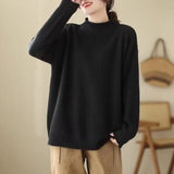 Meat-Covered Lady Knitted Sweater Autumn/Winter 2025 Autumn/Winter New Half-High Collar Design Casual Comfortable