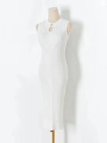 Zingj New Vintage High-Grade Ice-Sensitive Silk Sleeveless Slim And Medium-Length Knitted Dress With Bottomed