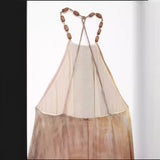 New Tie-Dye Printed Neckline Pleated Dress