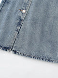 Button Decoration Side Slit Denim Mini Skirts Casual Female High Waist Loose Clothes LUJIA ALAN