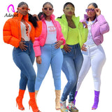 Coat Neon Color Women Cropped Puffer Jacket High Street Winter Warm Thick Parka Down Coat Short Jacket Outwear