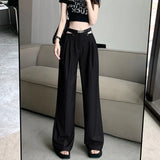Zingj Suit Pants Children Summer Thin Sexy Hollow Out High Waist Wide Leg Pants Loose Hanging Sense Drag The Floor Straight
