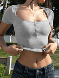 Solid Color Short Sleeve Tee- Outfit
