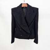 Early Autumn New Fashion Double Buckle Simple Body Cover Wool Jacket