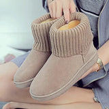 Zingj Winter New Flat-Bottomed Woolen Mouth Snow Boots Women's Cotton Shoes Comfortable Short Tube Velvet Pregnant Women's Anti-Skid