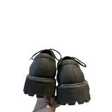 Zingj Shoes Men's Shoes Black Dumb Bright White Head Leather Shoes 2023 New Autumn And Winter Thick Bottom Tide Shoes