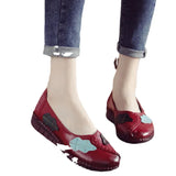 Zingj New Leisure Flat-Soled Mother Shoes Leather Soft Soles Middle-Aged And Elderly Women's Shoes National Style Comfortable Large Size Women's Singles