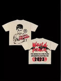 War Girl Graphic Print T-Shirt Y2K Vintage Loose-Sleeved Round-Collar Cotton Top Gothic Street Men's Wear 211-1-Outfit