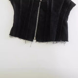 And Winter New Corset Zipper Denim Blouse