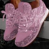 Zingj Casual Shoes Fall 2023 New Sequins With Breathable Rhinestone Thick Sole Student Large Size Women's