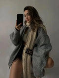 New 15 Color Loose Casual Jacket Street Y2K Collar Dark Buckle Coat Female