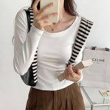 And Slim In Early Autumn, Small Gray T-Shirt Women's New Gentle Underwear Long-Sleeved