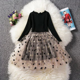 Girls Long Sleeves Dress Sequins Star Party Princess Dress Children's Casual Clothing Winter Daily Clothes Vestido