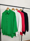 Shirt Women Single Breasted Blouse Ladies Casual Solid Color Oversized Top Women Loose Casual Chemise